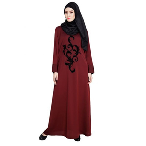 Abito musulmano moderno Casual stile Dubai ricamato floreale <span class=keywords><strong>in</strong></span> lino modesto Abaya aperto Plus Size - Product Image 1