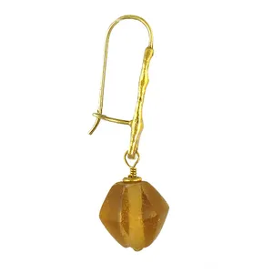 Boucles d'oreilles pendantes en or plaqué avec pierres précieuses pour femmes - Product Image 3
