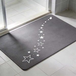 Tapis de bain rectangulaire minimaliste en microfibre avec motif géométrique et dos antidérapant en caoutchouc pour sol de salle de bain - Product Image 1