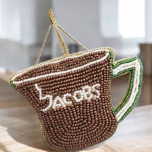 Ornement suspendu en forme de tasse moderne, fait à la main avec du fil zari, pour la décoration intérieure, ornement suspendu en forme de tasse décoratif - Product Image 1