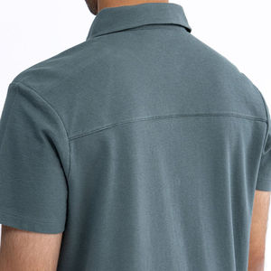 Personnalisable été décontracté piqué coton chemise pour hommes 100% respirant anti-rétrécissement anti-rides écologique imprimé vert sauge - Product Image 5