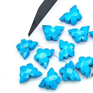 Perles de pierres précieuses en turquoise bleue facettées en forme de papillon 14X10 MM Charme de papillon sculpté pour la fabrication de bijoux - Product Image 3