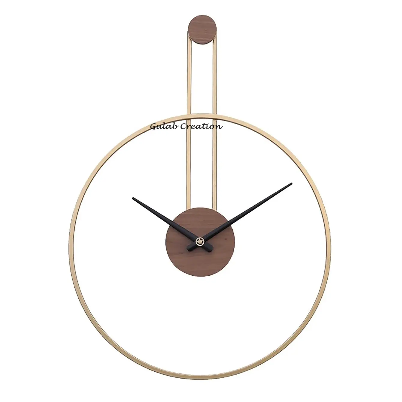 New Arrival 2024 Large Decorative Golden Metal and Wood Wall Clock for Living Room