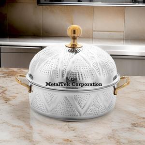 Couvercle dôme doré Pot chaud en acier inoxydable de luxe Casserole Réchauffeur d'aliments Plat de service pour cuisine Hôtel Fête Traiteur Buffet Fourniture - Product Image 4