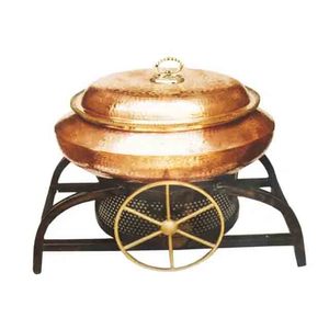 Vaisselle d'hôtel en métal de luxe, vaisselle d'hôtel, plat de frottement en acier et cuivre avec support en Gel de carburant en laiton et cuillère de service - Product Image 5