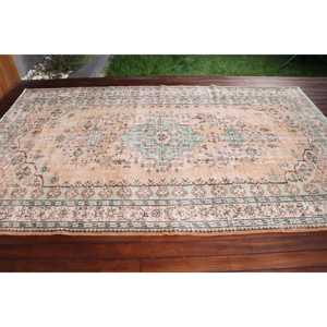 พรมตุรกีขนาดใหญ่ 6x9.7 ฟุต พรมวินเทจ พรมลายดอกไม้สีน้ำตาล - Product Image 3