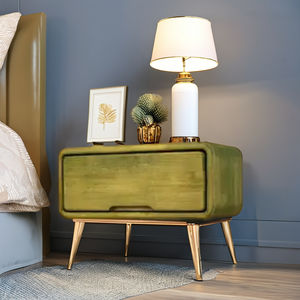 Mesita de noche de madera flotante natural 1 cajón | Solución de almacenamiento de sala de estar hecha a mano ecológica moderna personalizable - Product Image 1