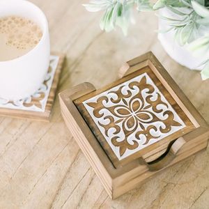 Modern design wooden coasters with brown finished ideal for office and home - Product Image 2