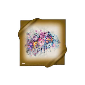 Vintage Designer <b>Silk</b> Crepe Satin <b>Scarf</b> 90x90-Digital Printed Floral Square - Product Image 1