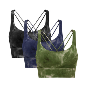 Señoras para gimnasio Cuello redondo Sujetador de yoga Entrenamiento Yoga Top Sujetador deportivo de yoga sin costuras para mujeres adultos - Product Image 1