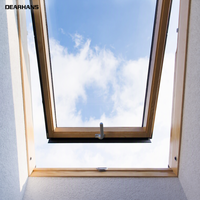 Fenêtre de toit manuelle à ouverture verticale avec auvent ventilé, cadre en aluminium, verre trempé pour greniers, sous-sols et maisons