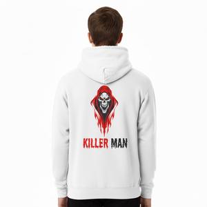 Custom Logo <b>Men</b> <b>White</b> Fleece Hoodie Bulk Wholesale Streetwear Reaper Killer Man Graphic All Season Pullover Heavyweight <b>Hoodies</b> - Product Image 2