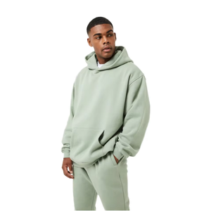 Sweat à capuche oversize pour homme, mode hiver, streetwear hip-hop avec logo brodé, polaire française - Product Image 1