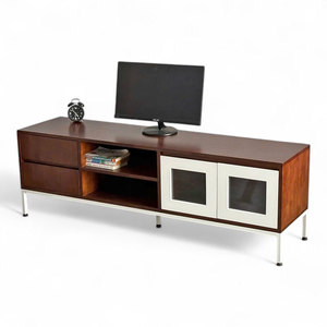 ตู้วางทีวีสไตล์บ้านไร่แบบดั้งเดิมพร้อมขาไม้ยางพาราและเหล็ก - Product Image 1