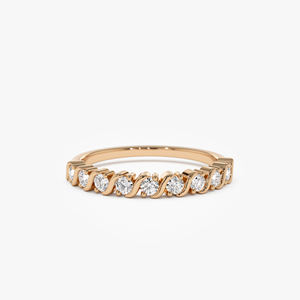 Anillo de Bodas de diamante para mujer de oro sólido de 14K, anillo minimalista ODM de corte brillante redondo, MOQ bajo, joyería personalizable OEM - Product Image 3