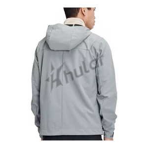 เสื้อแจ็คเก็ตกันลมแบบมีฮู้ดบุขนแกะสำหรับผู้ชาย ใส่กันหนาวกลางแจ้ง กันน้ำ ระบายอากาศได้ดี มีซิปและกระเป๋า บริการ OEM - Product Image 3