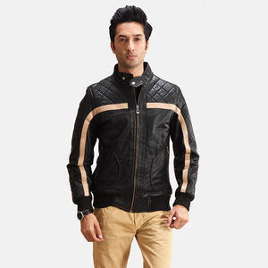 Chaqueta de lona de cuero de vaca de gran tamaño negra para hombre original con cuello redondo chaqueta de motocicleta de invierno hecha a medida - Product Image 1