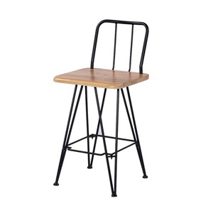 Modern Design Wooden Top Iron Leg Chair with Adjustable Seating Height 65CM for Outdoor Hotels Dining Living Rooms Bedrooms - Product Image 3