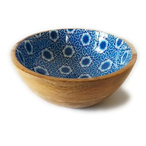 Tazón de servicio de madera tallada con revestimiento de esmalte para el hogar a precio económico, tazón de madera de diseño clásico para venta al por mayor - Product Image 6