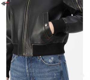 Chaqueta de Cuero 100% Real para Mujer, Nueva, Casual y Elegante, Chaqueta de Cuero Genuino en Empaque Premium, Chaqueta de Cuero Personalizada para Mujer - Product Image 4