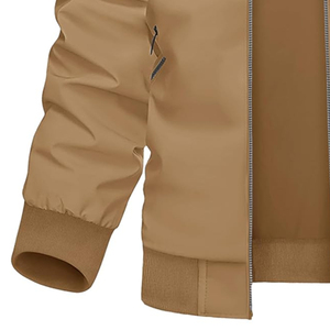 Men's <b>Slim</b> <b>Fit</b> Cotton Bomber <b>Jacket</b> with Stand Collar Custom Logo Fashion Embroidered Outerwear Hot Sale OEM ODM Canvas Clothing - Product Image 2