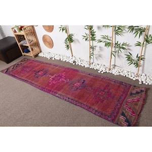 Tapis turc rectangulaire bohème classique 9x12 250cm X 970cm rose violet Patchwork Design laine Latex pour couloir d'entrée - Product Image 1