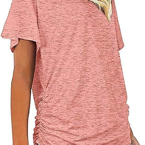 T-shirts unis pour femmes grande taille, col en V, demi-manches, vêtements d'extérieur anti-rétrécissement pour dames à un prix abordable - Product Image 5