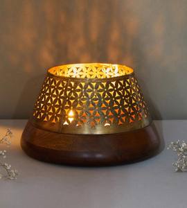 Support de lumière T en métal en laiton avec Base en bois pour la maison salon dessus de Table décoratif fête de mariage Festival décor de noël - Product Image 5