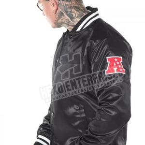 Blousons bombardiers en satin de haute qualité pour hommes Offre Spéciale veste universitaire de style universitaire à capuche de couleur unie pour hommes - Product Image 5