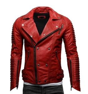 Chaqueta de cuero genuino para hombre, estilo casual de motociclista, acolchada, retro, de moda, para motociclistas, al por mayor - Product Image 1