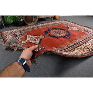 Traditional Red <b>Black</b> Vintage Turkish <b>Rug</b> 5.4 X 6.9ft Large Area Wool Latex Backing Patchwork Abstract Pattern for Hallway Room - Product Image 5