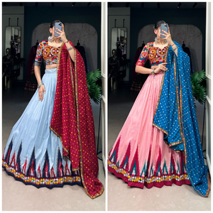 Lehenga Choli rose clair très demandé en soie Dola avec miroir Gamthi Navratri traditionnel spécial pour dames pour les fêtes - Product Image 6