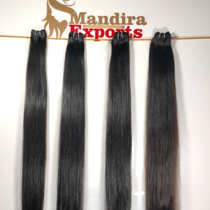 Paquets de vendeur vierges alignés sur les cuticules Extensions de cheveux humains du temple indien de couleur noire longue et soyeuse naturelle - Product Image 3