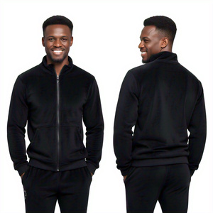 Manufacturers OEM Drop Shoulder Plain Heavyweight 500gsm French Terry Fleece <b>Jacket</b> Men's Zip up Hoodie Tracksuits for Men - Product Image 3