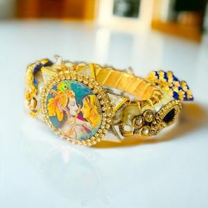 Bracelet de manchette Kundan de conception de paon lourd en gros de meilleure qualité pour les femmes disponibles au meilleur prix - Product Image 2