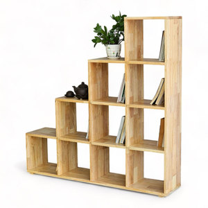 Estantería en Forma de Escalera KS68231, 120x25x120cm, Madera de Caucho, Tipo Vertical, Instalación para Sala de Estar u Oficina, Material Metálico - Product Image 3