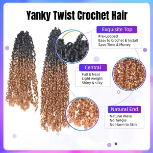 Vente en gros Extensions de tressage de cheveux synthétiques Yanky Twist Locs au crochet pré-torsadé Meches Tresses Traitement chimique teint - Product Image 3
