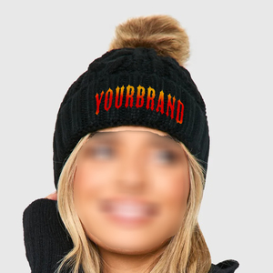 Gorro de punto Jacquard grueso cálido para exteriores de invierno para hombre OEM, gorros a prueba de viento a la moda, gorros de punto bordados de color sólido - Product Image 1