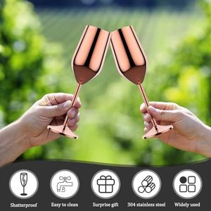 ใหม่แก้วแชมเปญสีทองแดงขนาด8.7นิ้วแก้วไวน์โลหะขนาด500มล. สำหรับงานแต่งงานค็อกเทลแก้วชงสีโรสโกลด์ขัด - Product Image 3