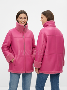 Veste en cuir véritable confortable et décontractée, doublée de fourrure de mouton, couleur noire, vêtement d'extérieur chaud pour l'hiver, veste en cuir véritable douce avec fermeture éclair pour femmes - Product Image 2