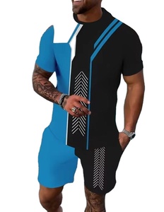 Conjunto de dos piezas de camiseta gráfica y pantalón corto para hombre, 15 colores, éxito de ventas de verano, ropa con logo personalizado, 100% algodón, estampado informal para hombre - Product Image 2