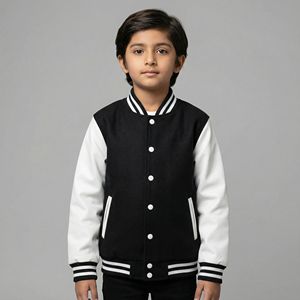 Chaqueta Varsity de Lana Ecológica para Niños, Estilo Hip Hop, Bordado Chenille, Venta al Por Mayor - Product Image 1