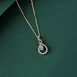 Colgante de diamante cultivado en laboratorio de corte redondo y pera de 1,50 quilates para mujer VS1 Clarity E Color Diamond Pendant 14K oro amarillo - Product Image 4