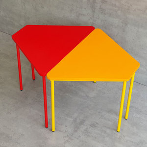 Modern Design Set of 2 Trapezoidal <b>Outdoor</b> Study <b>Tables</b> for Kids Preschool Rubber Wood <b>Tables</b> with Iron Legs-KGD040 - Product Image 2