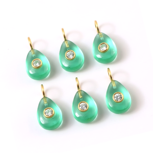 Pendentif en quartz émeraude naturel en forme de poire, pierre précieuse, argent 925 plaqué or, double incrustation de pierres, pendentif tendance, bijoux en vrac - Product Image 1