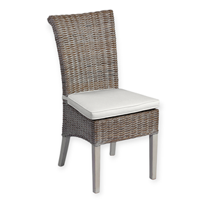 Chaise de salle à manger en rotin. Chaise de salle à manger en rotin tressé tendance avec cadre en bois d'acajou et grand tressage en rotin de couleur claire naturelle - Product Image 2