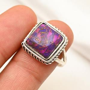 Anillo hecho a mano de Plata de Ley 925 estilo bohemio con piedras preciosas turquesas elegante regalo de boda o fiesta para mujer - Product Image 2