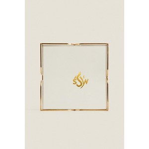 Plateau de service en métal de haute qualité au design antique avec poignées de couleur or vernis brillant pour ustensiles de cuisine pour la décoration du salon - Product Image 4