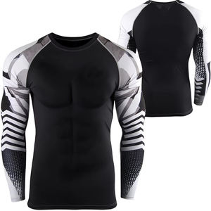Custom <b>Surf</b> Rash Guard Long Sleeve Swimwear Spandex/Polyester Swimsuit Men UPF50 Breathable High Quality - Product Image 1