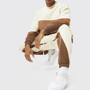 ชุดวอร์มผ้าฝ้าย100% สำหรับผู้ชายกางเกงวอร์มแบบสวมหัวสำหรับฝึกซ้อมวิ่งสีบล็อกพิมพ์แบบกำหนดเอง - Product Image 1